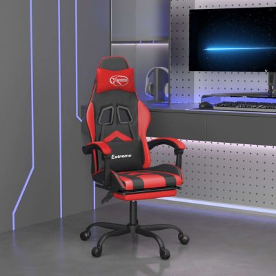 VIDAXL  chaise de jeu pivotante et repose-pied noir et rouge similicuir