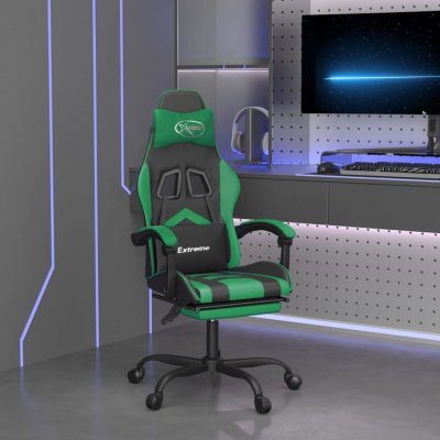 VIDAXL  chaise de jeu pivotante et repose-pied noir et vert similicuir
