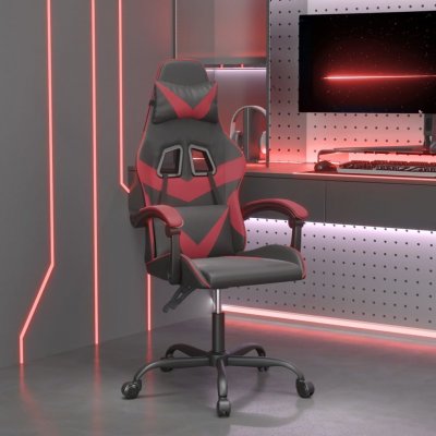 VIDAXL  chaise de jeu pivotante noir et rouge bordeaux similicuir