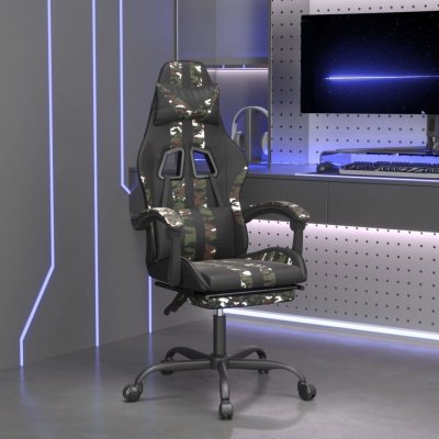 VIDAXL  chaise de jeu pivotante repose-pied noir camouflage similicuir