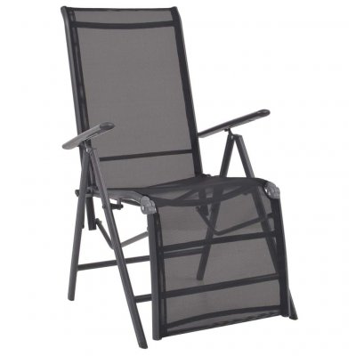 VIDAXL  chaise inclinable de terrasse aluminium et textil&egrave;ne noir 42766