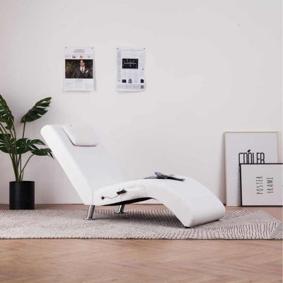 VIDAXL  Chaise longue de massage avec oreiller Blanc Similicuir 