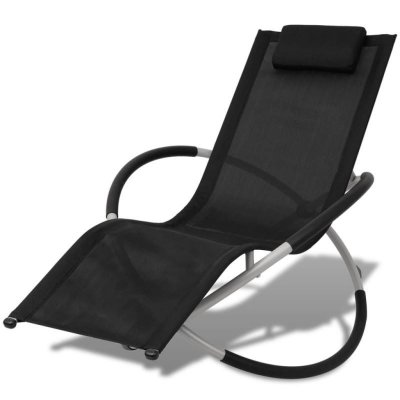 VIDAXL  chaise longue g&eacute;om&eacute;trique d'ext&eacute;rieur acier noir et gris 42400