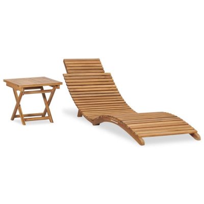 VIDAXL  chaise longue pliable avec table bois de teck solide 310666