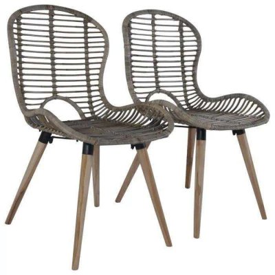 VIDAXL  chaises &agrave; manger lot de 2 marron rotin naturel 246853