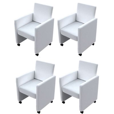 Vidaxl chaises de salle &agrave; manger 4 pcs blanc similicuir 160185