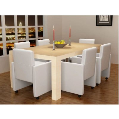Vidaxl chaises de salle &agrave; manger 6 pcs blanc similicuir 160186