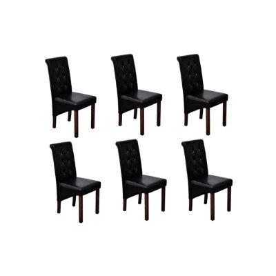 Vidaxl chaises de salle &agrave; manger 6 pcs noir similicuir 160318