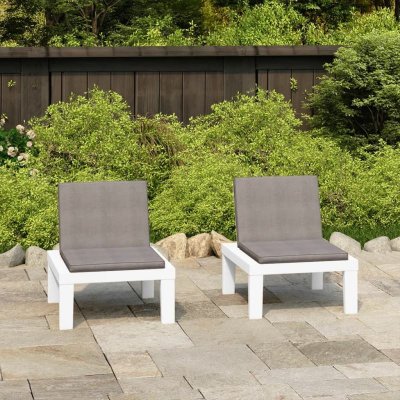 VIDAXL  chaises de salon de jardin avec coussins 2 pcs plastique blanc