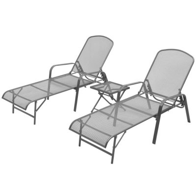 VIDAXL  - Chaises longues 2 pcs avec table Acier Anthracite Anthracite