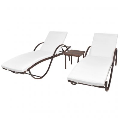 VIDAXL  - Chaises longues 2 pcs avec table R&eacute;sine tress&eacute;e Marron Brown