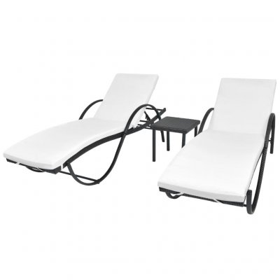 VIDAXL  - Chaises longues 2 pcs avec table R&eacute;sine tress&eacute;e Noir Black
