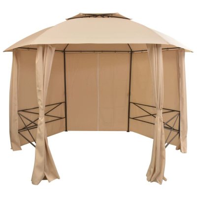 VIDAXL  Chapiteau Tente De Jardin Avec Rideaux Hexagonal 360 X 265 Cm