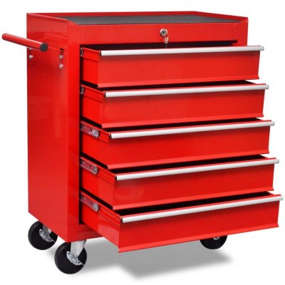 VIDAXL  - Chariot &agrave; outils d'atelier avec 5 tiroirs Rouge Rouge