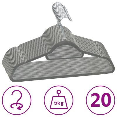 VIDAXL  - Cintres antid&eacute;rapants 20 pcs Gris Velours Gris