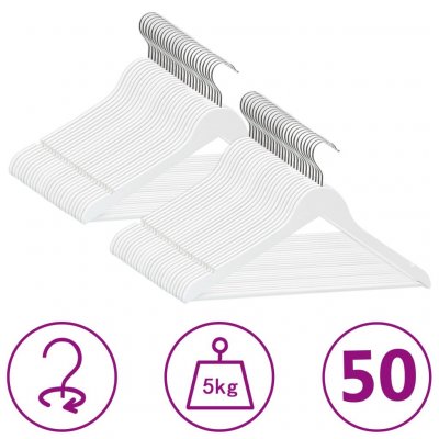 VIDAXL  - Cintres antid&eacute;rapants 50 pcs Blanc Bois dur Blanc
