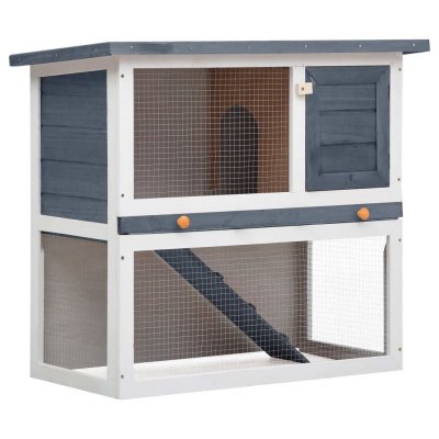 VIDAXL  - Clapier d'ext&eacute;rieur 1 porte Gris Bois Gris