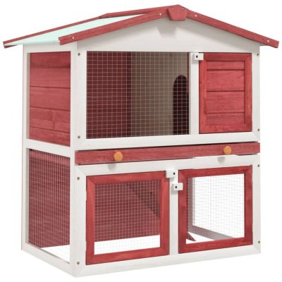 VIDAXL  - Clapier d'ext&eacute;rieur 3 portes Rouge Bois Rouge