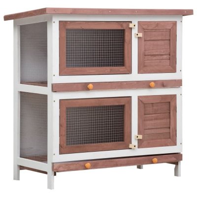 VIDAXL  - Clapier d'ext&eacute;rieur 4 portes Marron Bois Marron