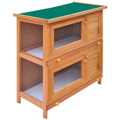 VIDAXL  - Clapier d'ext&eacute;rieur Enclos pour petits animaux 4 portes Bois Laiton