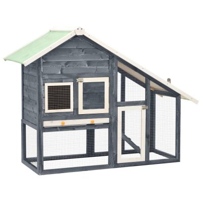 VIDAXL  Clapier Gris Et Blanc 140x63x120 Cm Bois De Sapin Massif