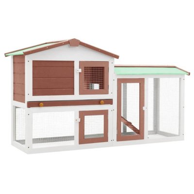 VIDAXL  - Clapier large d'ext&eacute;rieur Marron et blanc 145x45x85 cm Bois Marron et blanc