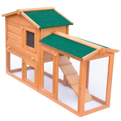 VIDAXL  - Clapier large d'ext&eacute;rieur pour petits animaux de compagnie Bois Marron et vert