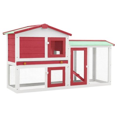 VIDAXL  - Clapier large d'ext&eacute;rieur Rouge et blanc 145x45x85 cm Bois Rouge et blanc