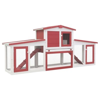 VIDAXL  - Clapier large d'ext&eacute;rieur Rouge et blanc 204x45x85 cm Bois Rouge et blanc
