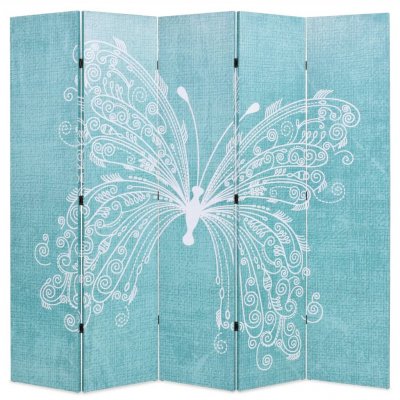Vidaxl cloison de s&eacute;paration pliable 200 x 170 cm papillon bleu 245887