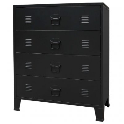 vidaXL Commode &agrave; tiroirs M&eacute;tal Style Industriel 78 x 40 x 93 cm Noir 