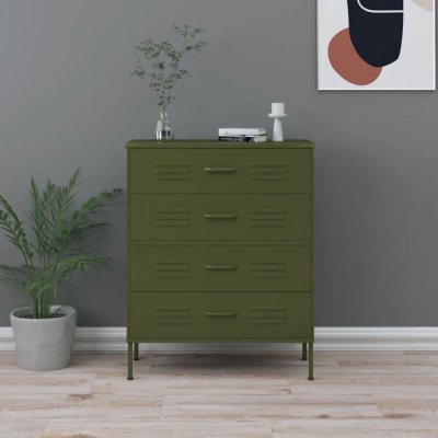 Vidaxl - Commode Vert olive 80x35x101,5 cm Acier Olive green