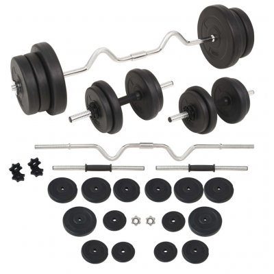 VIDAXL  Ensemble d'halt&egrave;res et barres d'halt&egrave;res 60 kg