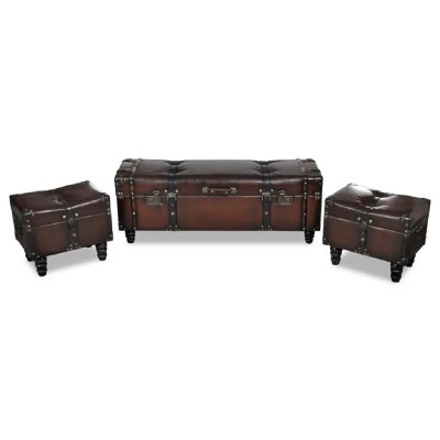 VIDAXL  - Ensemble de bancs de rangement 3 pcs Marron Brun