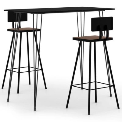 Vidaxl ensemble de bar 3 pcs noir 3057828