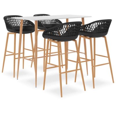 Vidaxl ensemble de bar 5 pcs blanc et noir 3057434
