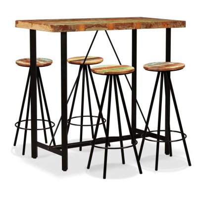 Vidaxl ensemble de bar 5 pcs bois de r&eacute;cup&eacute;ration massif 275143