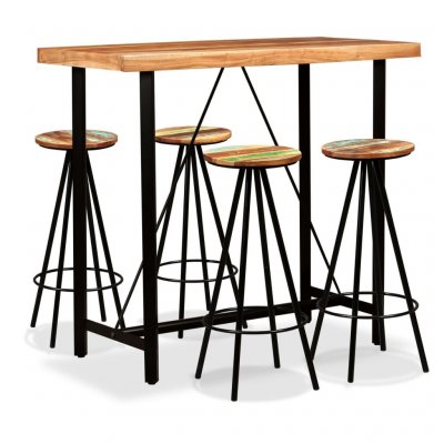 Vidaxl ensemble de bar 5 pcs bois de sesham massif et recycl&eacute; 275131