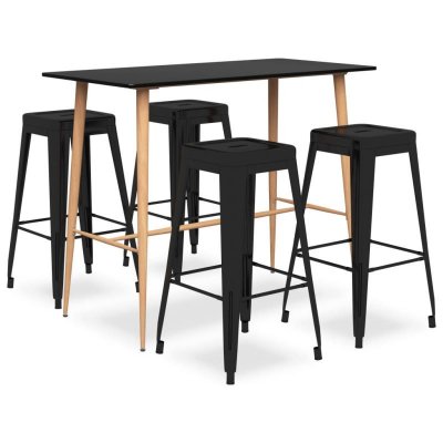 Vidaxl ensemble de bar 5 pcs noir 3057457