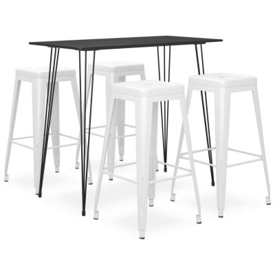 Vidaxl ensemble de bar 5 pcs noir et blanc 3057374