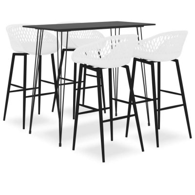 Vidaxl ensemble de bar 5 pcs noir et blanc 3057376