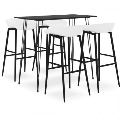 Vidaxl ensemble de bar 5 pcs noir et blanc 3057382