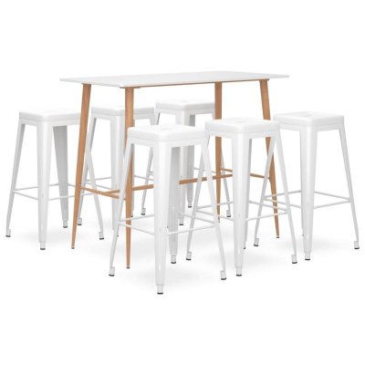 Vidaxl ensemble de bar 7 pcs blanc 3057444