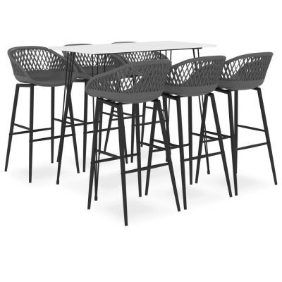 Vidaxl ensemble de bar 7 pcs blanc et gris 3057419
