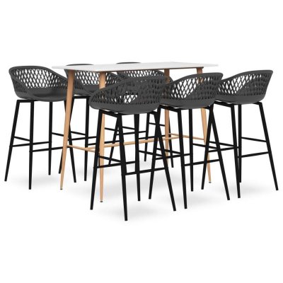 Vidaxl ensemble de bar 7 pcs blanc et gris 3057447