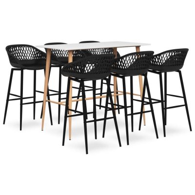 Vidaxl - Ensemble de bar 7 pcs Blanc et noir