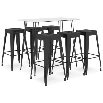 Vidaxl ensemble de bar 7 pcs blanc et noir 3057415