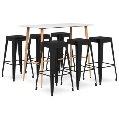 Vidaxl ensemble de bar 7 pcs blanc et noir 3057443