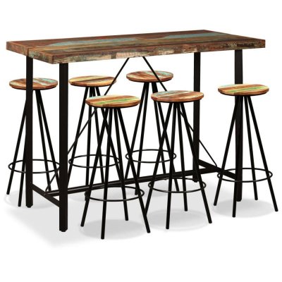 Vidaxl ensemble de bar 7 pcs bois massif recycl&eacute; 275146