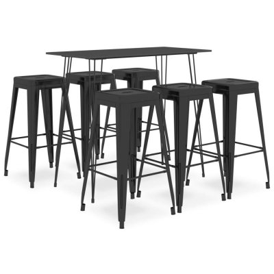 Vidaxl ensemble de bar 7 pcs noir 3057387